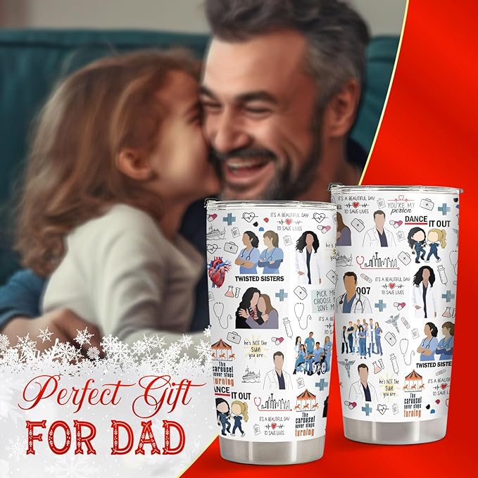 34HD Birthday Gifts for Men, Dad Tumbler with Handle and Straw, 20oz Stainless Steel Coffee Mug, Vacuum Insulated Cup with Leak-proof Lid, Funny Gifts for Men, Dad, Grandpa, Uncle