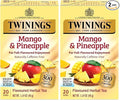 Twinings Mango & Pineapple Herbal Tea Individually Wrapped Bags, 20 Count (Pack of 2), Naturally Caffeine-Free, Enjoy Hot or Iced, 20 Teabags