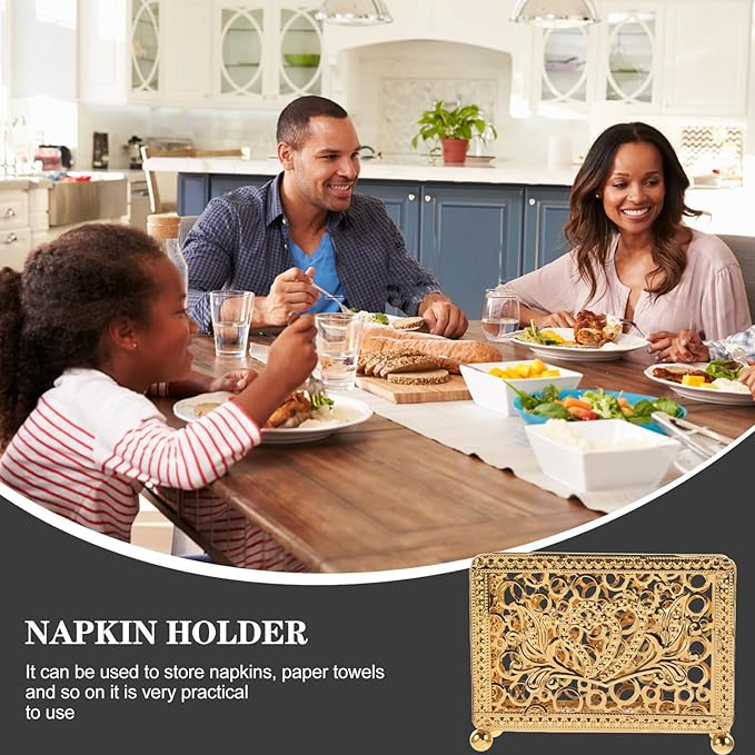 Metal Napkin Holder for Table with Heart-Shaped Hollow Design, Vintage Square Metal Napkin Stand for Dining Table and Coffee Shop, Guest Towel Holder for Home Kitchen