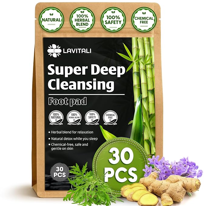 Lavitali, Bamboo Vinegar Foot Pads | 30 Pieces | Odor Control, Relaxation, Keep Warm for Soles | Breathable, Daily Natural Herbal Pads