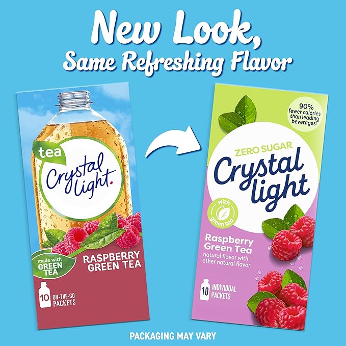 Crystal Light Raspberry Green Tea Naturally Flavored Powdered Drink Mix, 10 ct On-the-Go-Packets (Pack of 7)