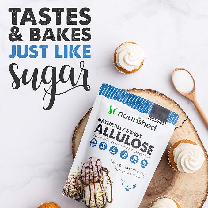 So Nourished Allulose Sweetener Granular - Keto Sugar Substitute - 0 Calorie, 0 Net Carb, Non-GMO (2.5 lb/40 oz)