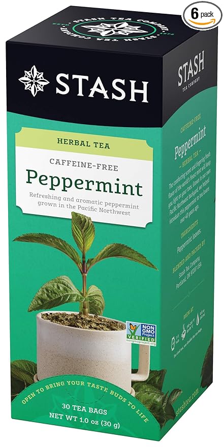 Stash Tea Peppermint Herbal Tea, 6 Boxes of 30 Tea Bags Each (180 Tea Bags Total)
