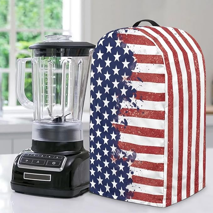 American Flag Art Blender Cover Dust Proof Small Appliance Cover Foldable Dust Cover Kitchen Decorations for Blender Food Processor Juicer