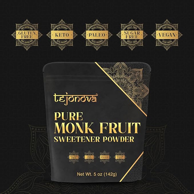 tejonova Monk Fruit Sweetener, 5 oz, Monk Fruit Extract Powder, Monkfruit Sweetener Pure Flavor, Monk Fruit Sweetener No Erythritol, Ideal Monkfruit Sweetner and Keto Sugar Substitute, 460 Servings