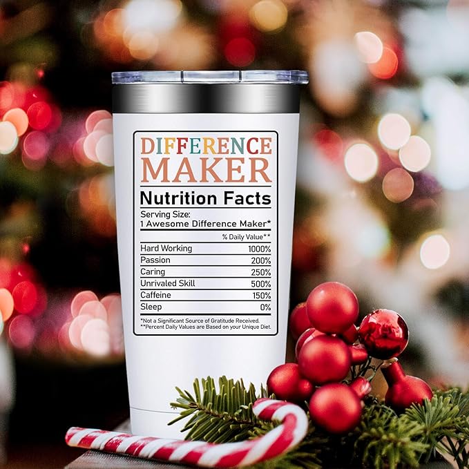 Difference Maker Gifts - Christmas Thank You Gift for Women, Men - Teacher Appreciation Gifts - Inspirational Gift for Coworker, Boss, Assistant, Employee - 20oz Tumbler