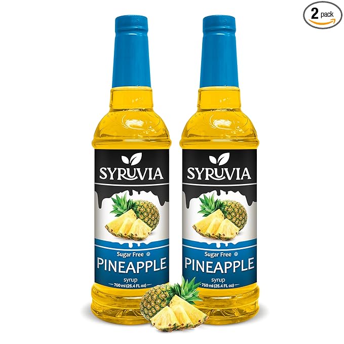 Syruvia Sugar-Free Pineapple Syrup, Flavored Syrup for Drinks, Cocktails, Lemonades, Iced Teas, and Desserts – 25.4 fl oz (Pack of 2)