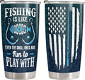 34HD Bass Fishing Tumbler with Lid, 20 oz Stainless Steel Vacuum Insulated Amerian Flag Mug, Cool Fishing Gifts for Men, Fisherman Gifts for Birthday Fathers Day Christmas