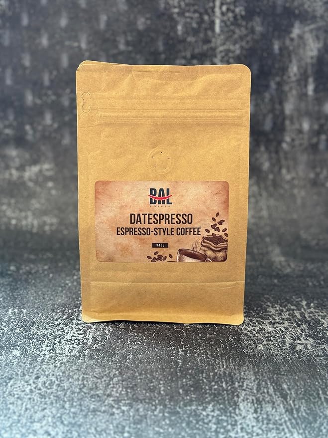 BAL Coffee Alternative Datespresso - 12 oz /340 g | Caffeine-Free & Vegan-Friendly | Espresso Substitute Brews & Tastes like Original | Smooth Grind Crafted from Date Seeds | Rich & Smooth flavor