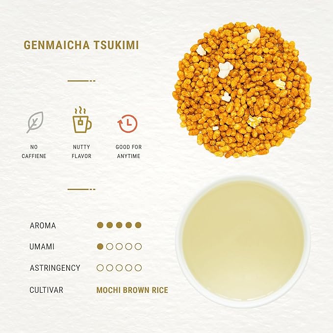 Senbird Premium Genmaicha, Caffeine-Free Japanese Mochi Rice Tea from Hokkaido Japan, Herbal Tea in Airtight Tin, 100g (3.5oz)