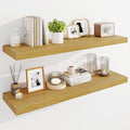 Marsmiles 40" Floating Shelves for Wall, Wooden Shelves with Invisible Brackets Set of 2, Rustic Farmhouse Wall Mounted Shelf for Kitchen Bathroom Living Room Study, Natural Oak