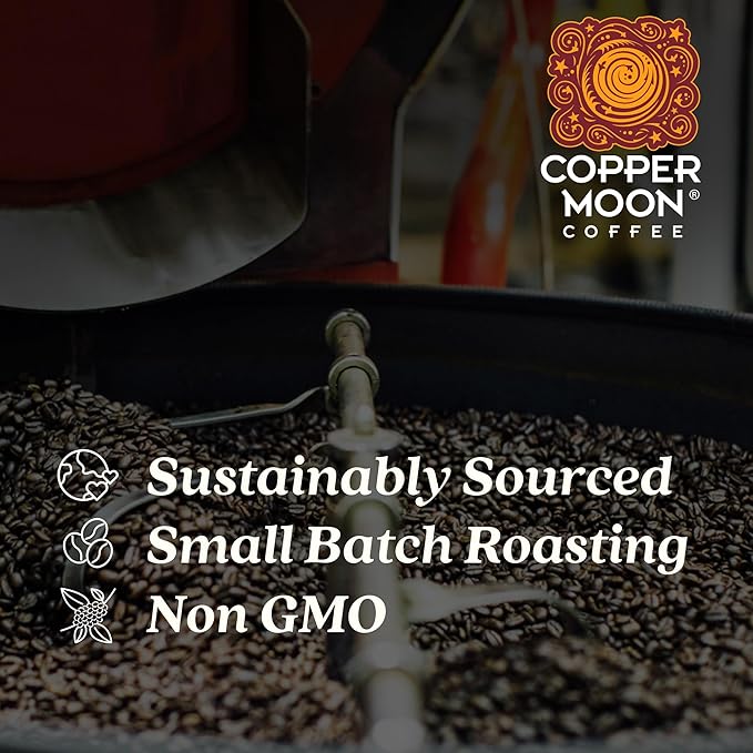 Copper Moon Whole Bean Coffee, Medium Roast, Swiss Water Organic Decaffeinated Blend, 2 Lb