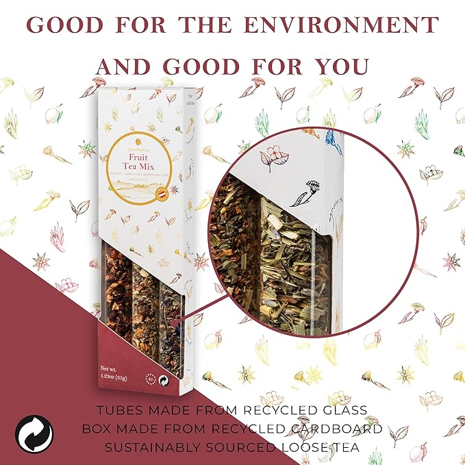Gourmanity Fruity Loose Tea Sampler Gift Set, 3 Refreshing Fruity Flavors, Cold Brew them for a Invigorating Summer Beverage, Product of Austria, 1.23oz
