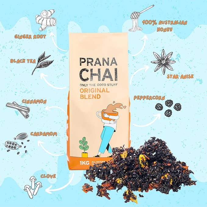 Prana Chai Original Masala Chai Tea - Australian Masala Loose Sticky Chai, 1000g