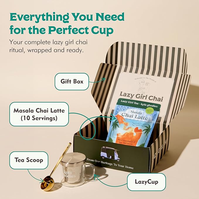 Masala Chai Latte Gift Box – 15 Servings – Spiced Ceylon Black Tea Blend with Whole Milk – Scoopable Chai Latte Mix – No Refined Sugar – Cozy Tea Latte Kit – Small Batch Sri Lankan Tea