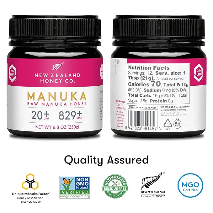 New Zealand Honey Co. Raw Manuka Honey UMF 20+ / MGO 829+ | UMF Certified Raw Medical Grade Honey | 8.8oz