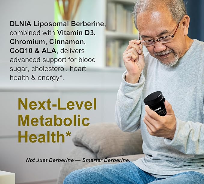 Liposomal Berberine Supplement – 3X Strength Berberine Matrix with DHB, Phospholipids, CoQ10, ALA, Vitamin D3, Chromium, Cinnamon – Advanced GLP-1 & Metabolic Support – 60 Count