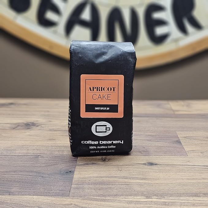 Apricot Cake Coffee by Coffee Beanery | Medium Roast Gourmet Flavored Coffee | Very Fine Ground 12oz