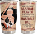 34HD Sport Gifts, Baseball Dad Tumbler with Lid 20 oz Stainless Steel, Behind Every Player Coffee Mug, Baseball Dad Birthday Gifts from Son Christmas Gift