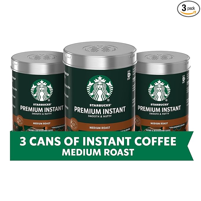 Starbucks Premium Instant Coffee, Medium Roast, 100% Arabica Beans, 3 Pack (3.17 Oz Each)