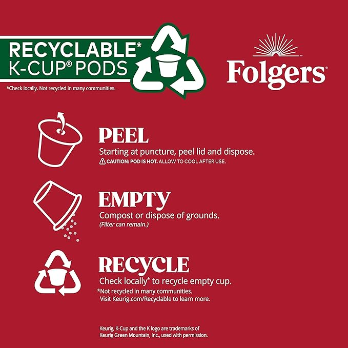 Folgers Colombian Decaf Coffee, Medium Roast, Keurig K-Cup Pods, 10 Count Box