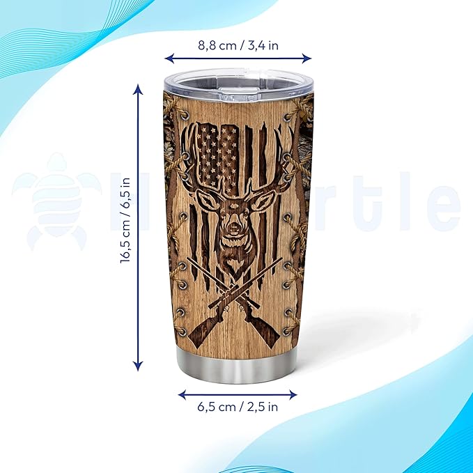 Hyturtle Personalized Hunting Gifts For Men - Deer Hunting Tumbler 20Oz Travel Coffee Mug Stainless Steel- Fathers Day Gift For Dad Him Boy Husband From Son Wife- Birthday Christmas Gifts For Hunters