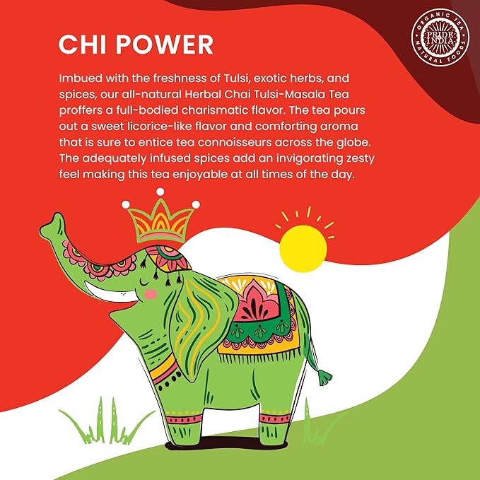 Pride Of India - Natural Herbal Chai (Comforting Spiced Tea), PACK of 1-15 Tea Bags