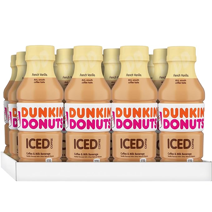 Dunkin' French Vanilla Iced Coffee Bottles, 13.7 fl oz, 12 Pack