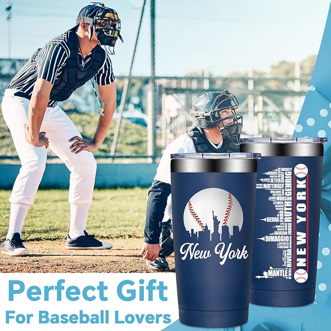 BIRGILT Legends New York Baseball City Skyline Gifts - Baseball Gifts for Men, Christmas, Father's Day, Birthday Gifts for Fans - Tumbler Cup 20oz