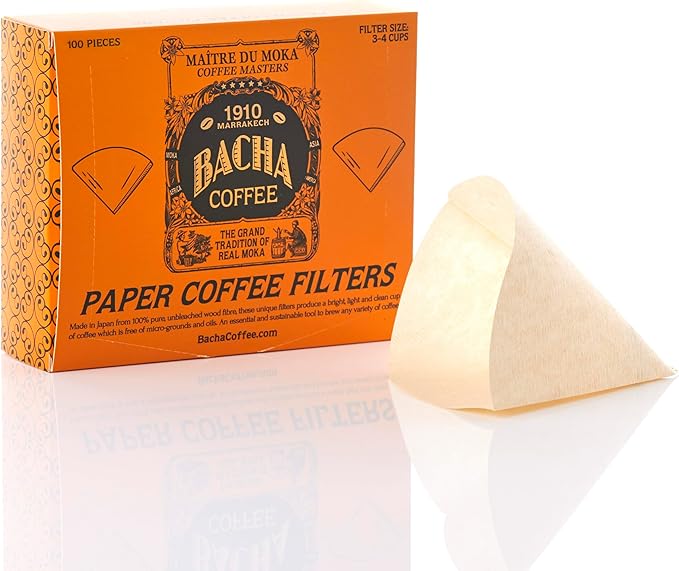 Bacha Coffee | Paper Coffee Filters, Large. 100 pcs. 3-4 Cups