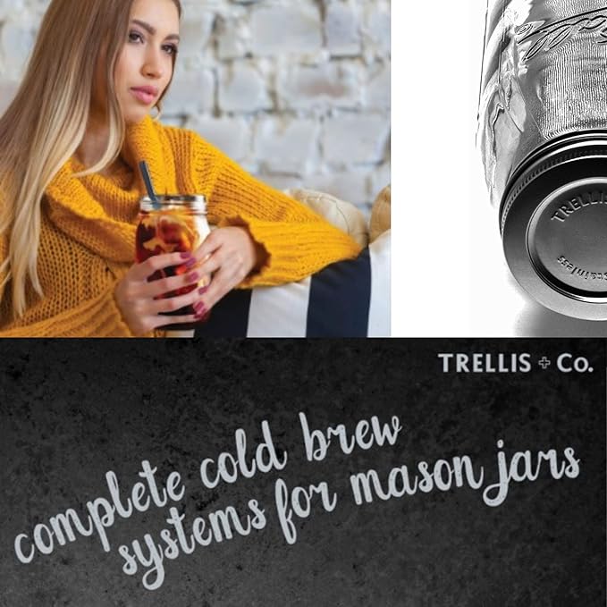 Cold Brew Coffee Maker | Stainless Steel 80 Micron Mesh Cold Brew Coffee Filter | Fits Both Quart & Half Gallon Wide Mouth Mason Jars | Also For Hot, Iced, & Sun Tea
