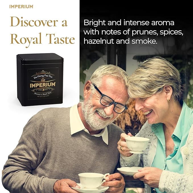 Imperium Da Hong Pao Loose Leaf Oolong Tea (4oz), Premium Hand-Picked Wuyi Mountain Rock Tea, Brews 100 Cups, Big Red Robe, Naturally Smooth and Rich, Harmonious Flavor and Sweet Aroma