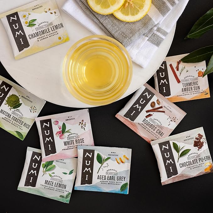 Numi Organic Chamomile Lemon Tea, 54 Herbal Tea Bags, Caffeine Free Herbal Chamomile Tea