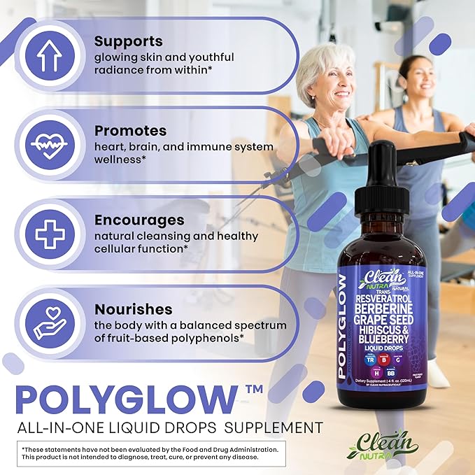 Clean Nutra Resveratrol Liquid Drops with Berberine, Grape Seed Extract, Hibiscus, and Blueberry – 120ml All-in-One Polyphenol Supplement – Natural Fruit Punch Flavor, Vegan Friendly