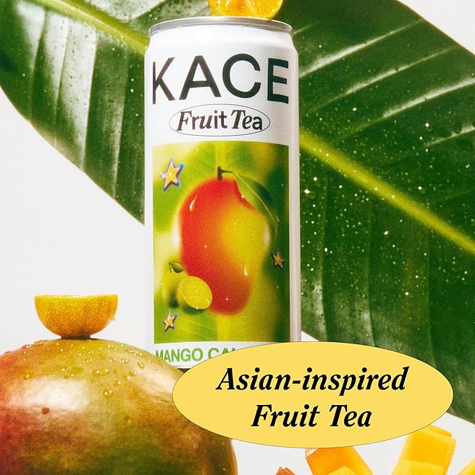 KACE Tea Mango Calamansi Green Iced Tea, 10.8 Fl Oz (Pack of 12) - All-Natural Green Tea with Mango, Brewed in Taiwan, 65mg Caffeine, 320ml Can