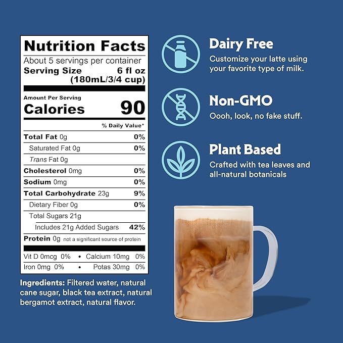 STASH Earl's Delight Latte - Dairy Free Plant Based Black Tea Concentrate - Caffeinated - 32 fl oz, 5 Servings