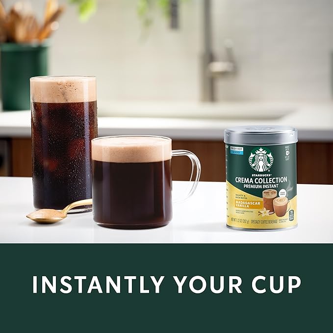 Starbucks Crema Collection Premium Instant Madagascar Vanilla Flavored Instant Coffee, 100% Arabica Beans, 3 Tins (7.12 Oz Each)