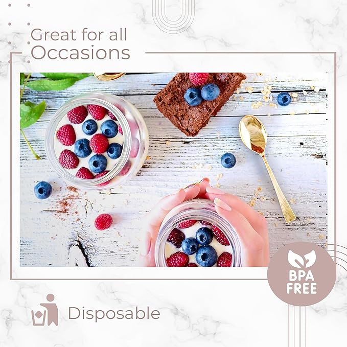 Mini Gold Dessert Spoons Bulk Pack of 500 Disposable 4 Inch Plastic Miniature Spoons - Bpa Free