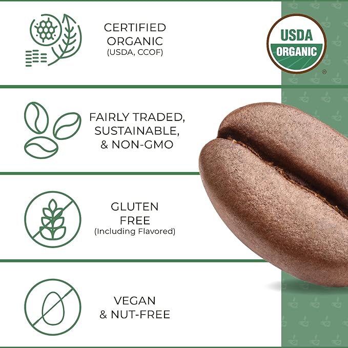 The Bean Organic Coffee Company Water Processed DECAF IL Chicco (Traditional Italian Roast), Dark Roast, Ground Coffee, 16-Ounce Bag, Café Molido Tostado Orgánico descafeinado