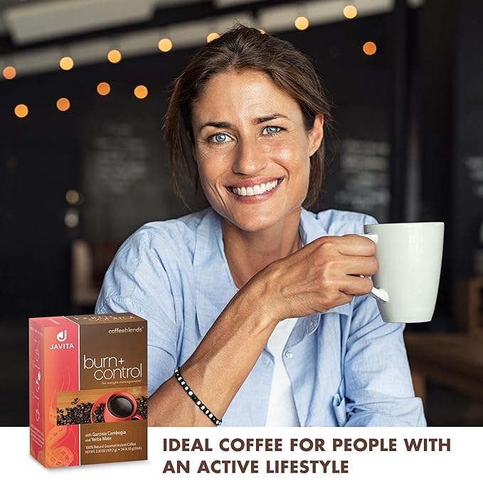 Burn + Control Instant Coffee – Smooth Arabica Blend with Garcinia & Yerba Mate – Supports Metabolism & Daily Energy – Convenient Slim-Style Coffee Mix (2 box/48 serv.)