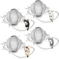 Cat Tea Infuser Set, 4-Pack Stainless Steel Loose Leaf Tea Balls with Cute Alloy Cat Charm Pendant, Reusable Strainer for Cold Brew, Gift for Tea Lovers (Black & Gray & White & Calico)