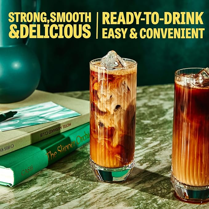 Wandering Bear Straight Black Organic Cold Brew Coffee On-the-Go - Extra Strong, Bold, Smooth, Unsweetened, Shelf-Stable, Ready to Drink, 100% Organic Iced Cold Brewed Coffee Drink -11 fl oz, 12 pack
