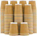 Lamosi Disposable Coffee Cups 8 OZ 100 Pack Champagne, Paper Coffee Cups 8 OZ for Hot Drinks or Cold Beverages, Insulated Corrugated Ripple Wall Cup No Lids for Office, Cafe, Home or Travel