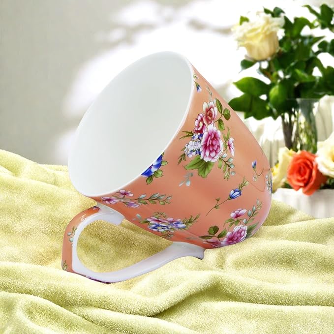 13oz Bone China Floral Mug Bone China Coffee Mugs Bone Teacup Christmas Mugs Birthday Gifts for Women Mom Friends Coworker