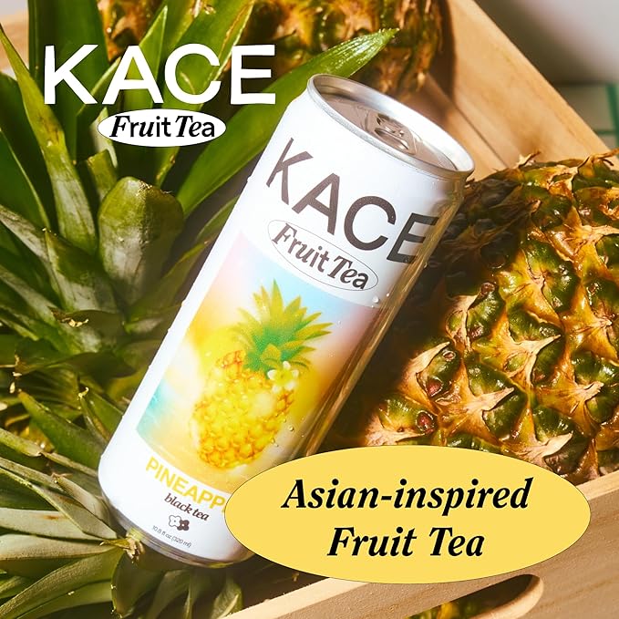 KACE Tea Pineapple Black Iced Tea, 10.8 Fl Oz (Pack of 12) - All-Natural Cold Brew with Asian Pineapple 65mg Caffeine, 320ml Can