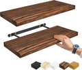 Sorbus 24' Walnut Wood Floating Shelves - Set of 2, Solid Pine, Wall Mounted, Rustic Style, Bathroom & Living Room