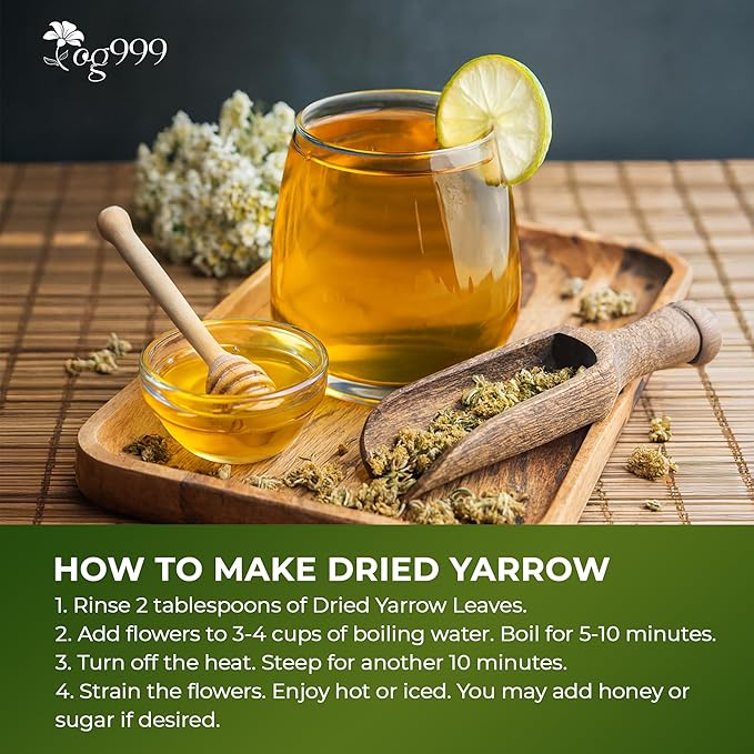 TOG999, Yarrow Tea Leaves 8oz | Premium Herbal Tea | Naturally Aromatic, Freshly Packed Loose Leaf Yarrow | Sustainably Sourced, Non-GMO, No Additives – Ideal for Daily Herbal Brewing