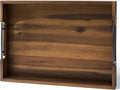 20 Inch Acacia Wood Ottoman Tray for Living Room - Coffee Table Trays, Serving Tray with Handles for Ottoman Table, Decorative Trays for Home Decor, Charcuterie Boards (Walnut Color)