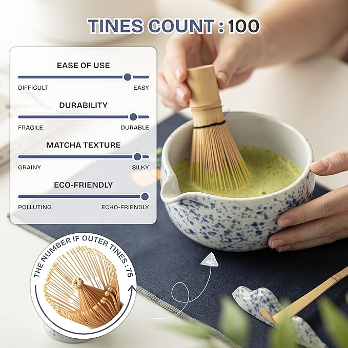 Matcha Whisk Set 8 Pcs Matcha Set with Matcha Bowl (Chawan), Matcha Whisk, Holder & Accessories – Complete Matcha Kit for Ceremony, Traditional Tea Set for Making Latte, Gift for Family & Friends
