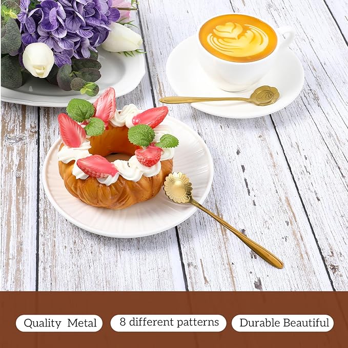 40 Pcs Gold Flower Teaspoons Stainless Steel Tea Party Spoons 5 Inches Mini Cute Teaspoon Gold Coffee Tea Spoons Bulk for Stirring Coffee Sugar Drink Kitchen Cafe Bar Creative Stirrer Teaspoon